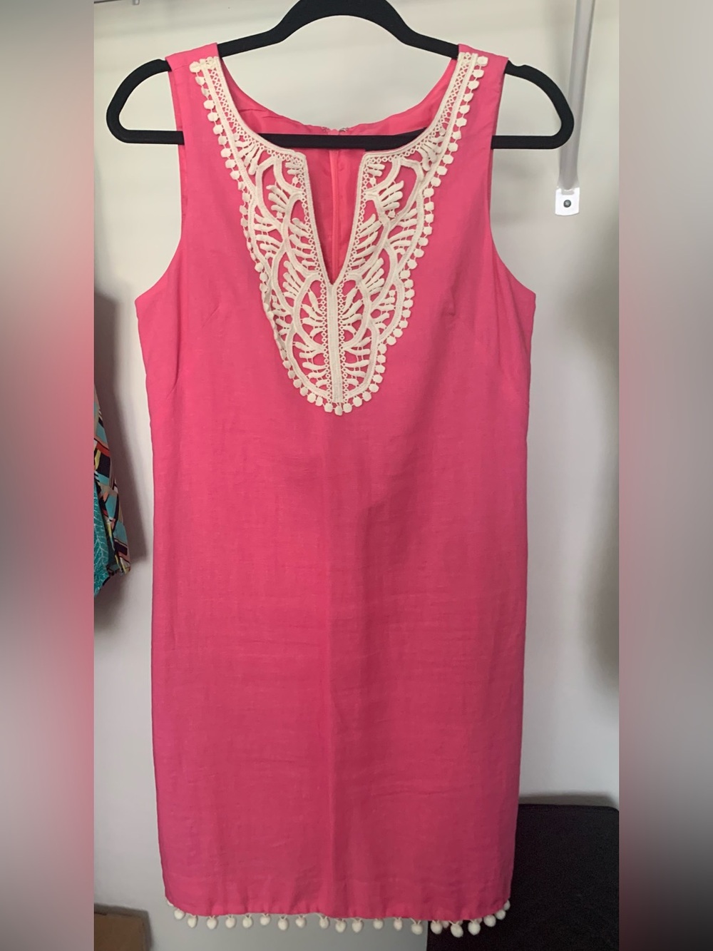 Kensie Pink & white Midi Dress with White Lace Trim